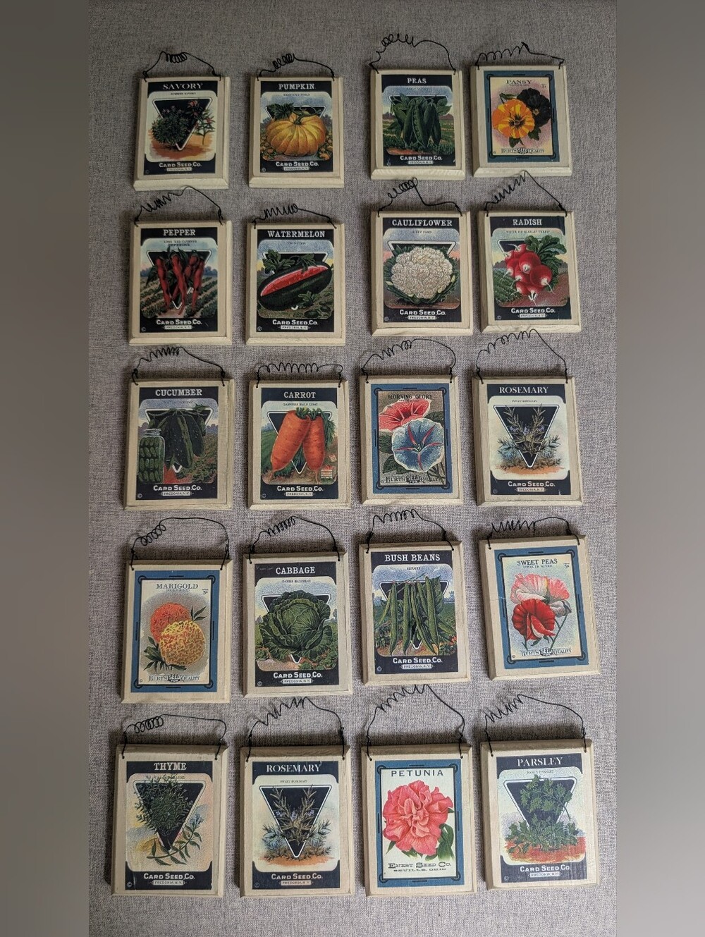 Vintage Style Seed Packet Wood Wall Plaques Set of 20 Garden Farmhouse Decor